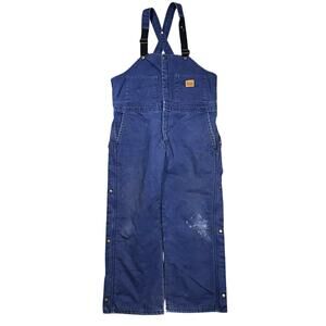 Vintage Walls Blizzard Pruf Bib Overalls Insulated Blue Coverall Large Short USA